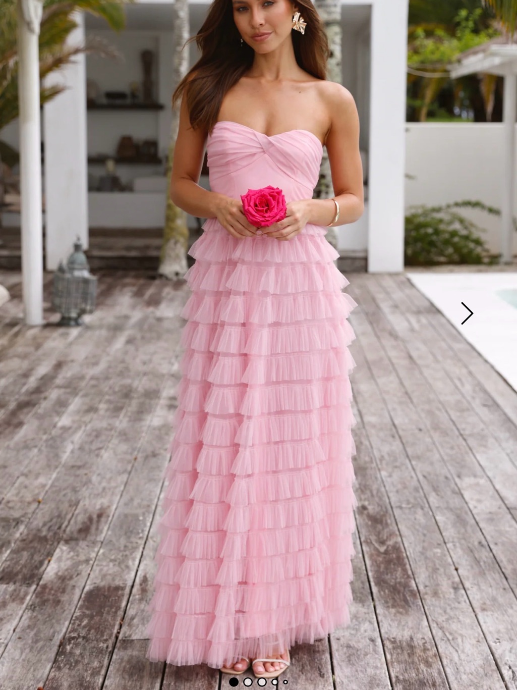 Hello Molly Strapless Pink Tiered Tulle Gown
